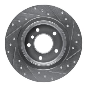 BMW 120i Brake Rotor (1) - Rear Left - R1 Concepts - Drilled & Slotted - Silver - `05-`12